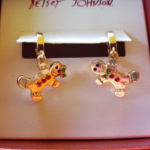 Betsey Johnson Gingerbread Cookies Girl & Boy Earrings NWT&B